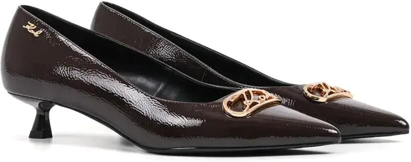 Karl Lagerfeld Pasha patent-finish logo-plaque pumps Bruin - Foto 4
