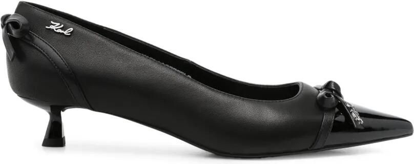 Karl Lagerfeld Pasha pumps met puntige neus en strikdetail Zwart