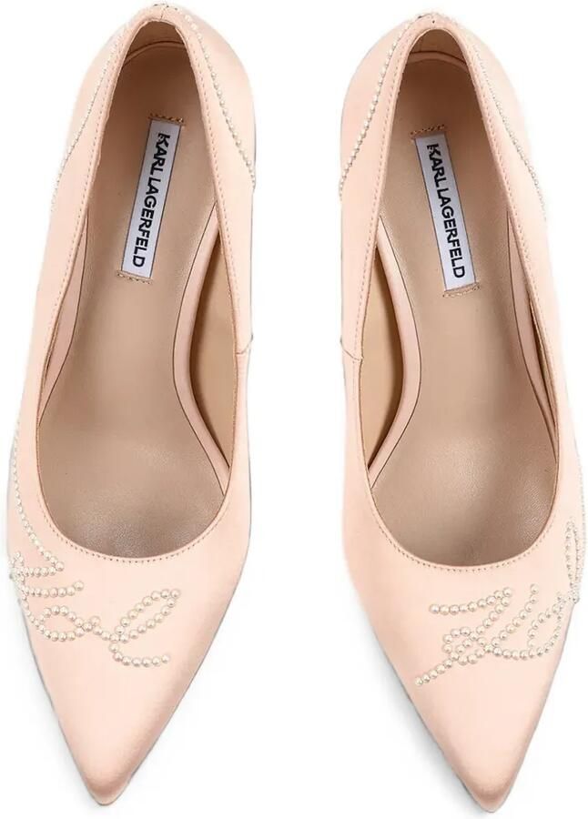 Karl Lagerfeld Pumps verfraaid met imitatieparels en puntige neus Roze