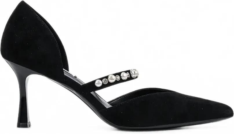 Karl Lagerfeld Pumps verfraaid met parels en puntige neus Zwart