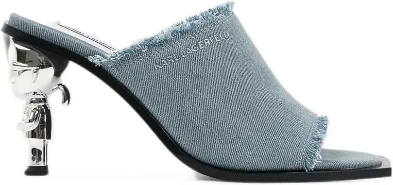 Karl Lagerfeld Sandalen met franje logodetail en hak Blauw