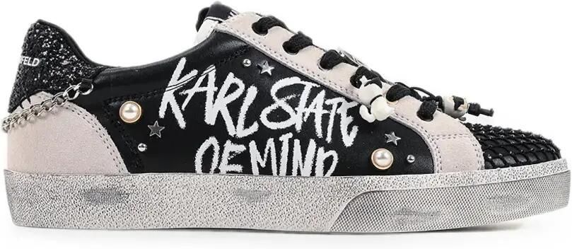 Karl Lagerfeld Skool sneakers met graffiti-print Zwart