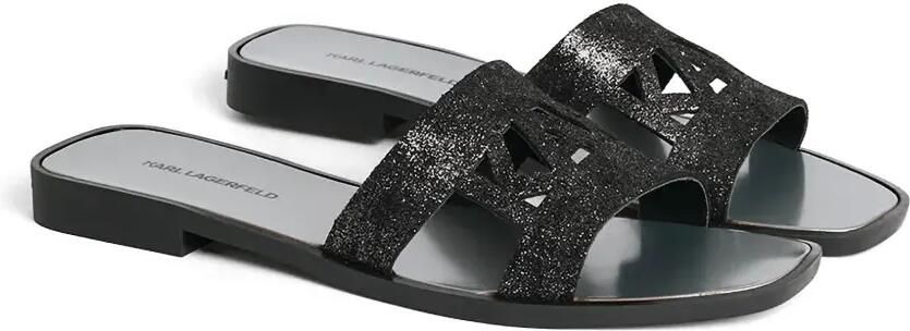 Karl Lagerfeld Slippers met glitter-effect en uitgesneden details Zwart - Foto 5