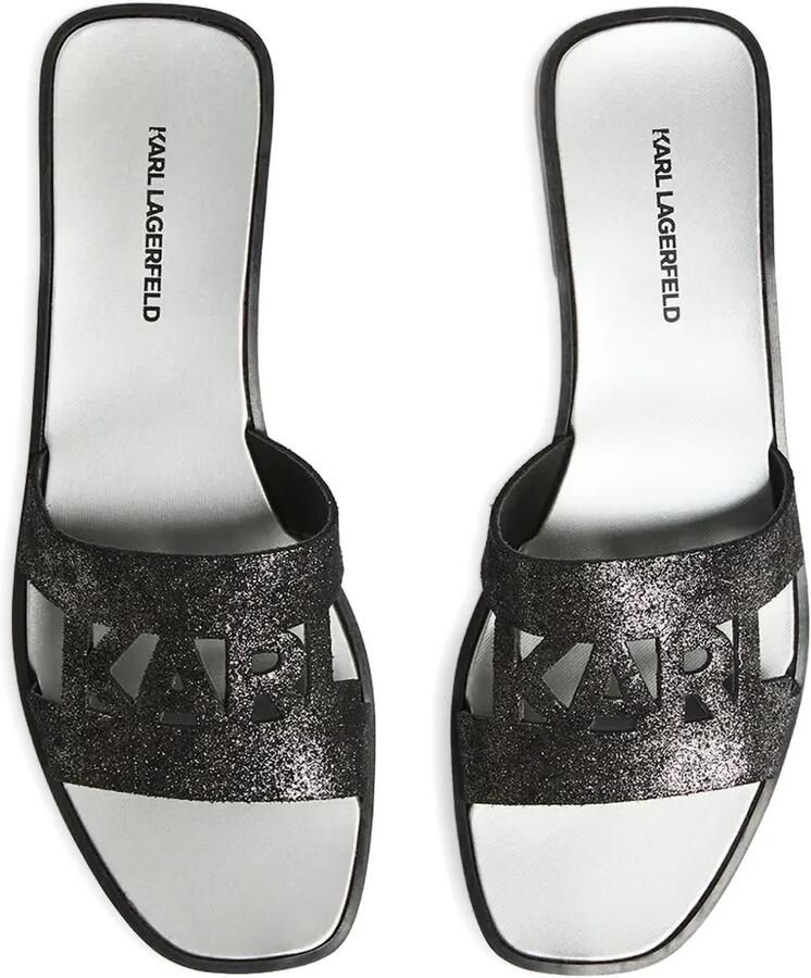 Karl Lagerfeld Slippers met glitter-effect en uitgesneden details Zwart - Foto 2
