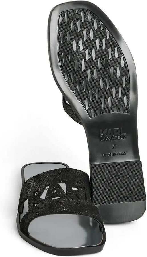 Karl Lagerfeld Slippers met glitter-effect en uitgesneden details Zwart - Foto 3