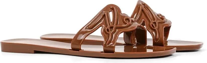 Karl Lagerfeld Slippers met logo-reliëf Bruin - Foto 5