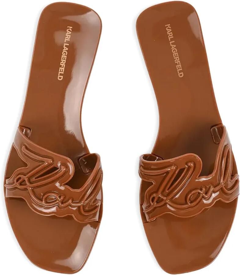 Karl Lagerfeld Slippers met logo-reliëf Bruin - Foto 2