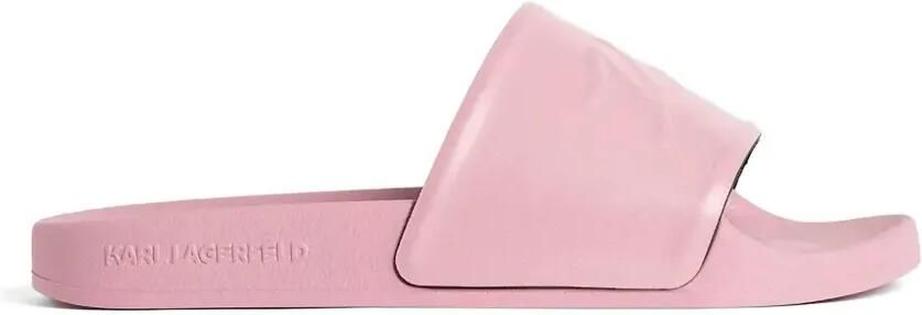 Karl Lagerfeld Slippers met logo-reliëf Roze