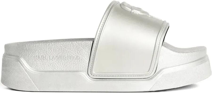 Karl Lagerfeld Slippers met logo-reliëf Zilver