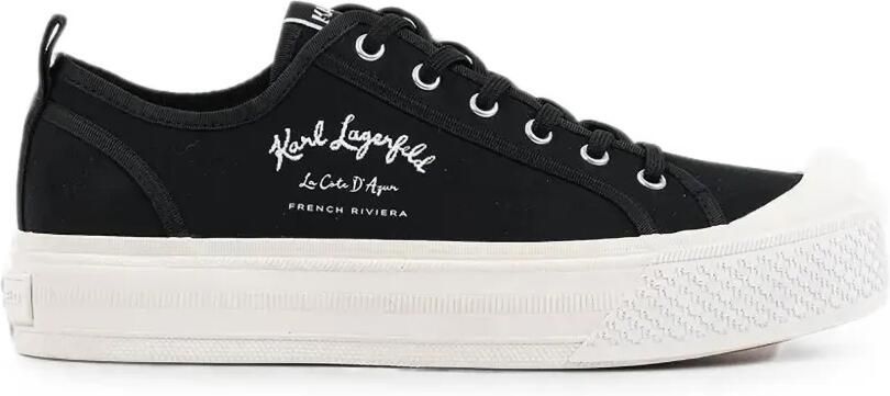Karl Lagerfeld Sneakers met geborduurd logo en plateauzool Zwart