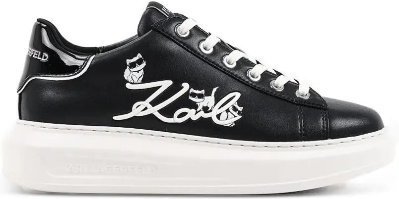 Karl Lagerfeld Sneakers met geborduurd logo en plateauzool Zwart