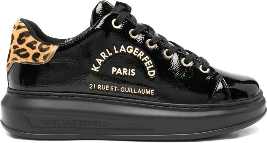 Karl Lagerfeld Sneakers met luipaardprint en hak Zwart
