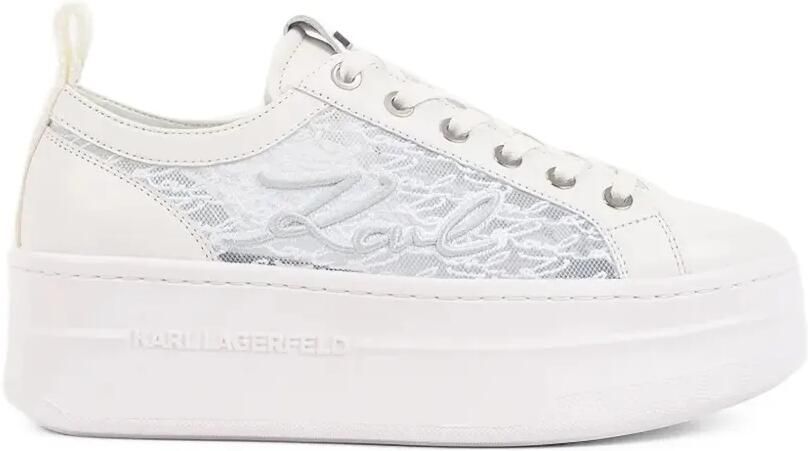 Karl Lagerfeld Sneakers met plateauzool en kant Wit