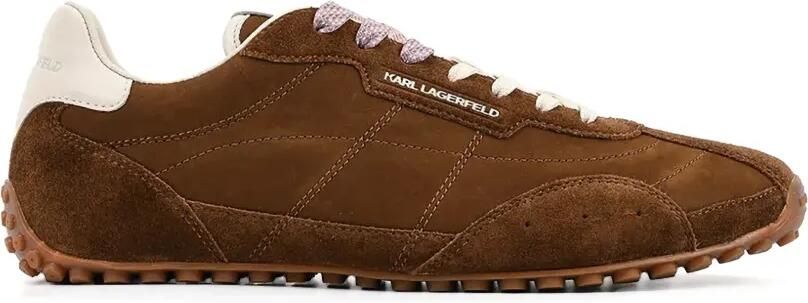 Karl Lagerfeld Sneakers met suède vlakken en logodetail Bruin