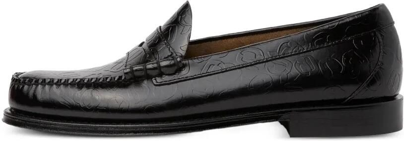 Karl Lagerfeld x G.H Bass leren loafers met reliëf Zwart