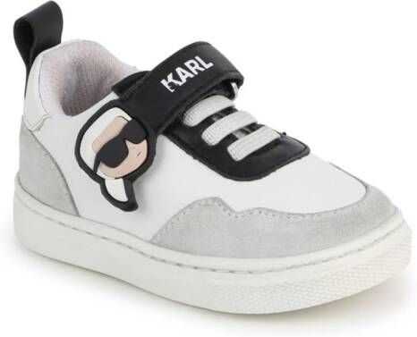 Karl Lagerfeld Kids Leren sneakers met logoprint Beige