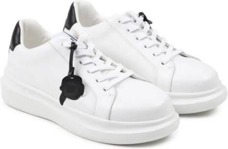 Karl Lagerfeld Kids Leren sneakers met logoprint Wit