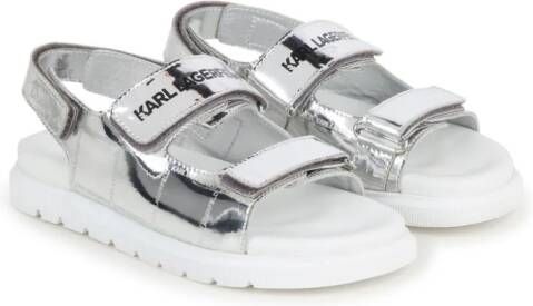 Karl Lagerfeld Kids Metallic sandalen met logoprint Grijs