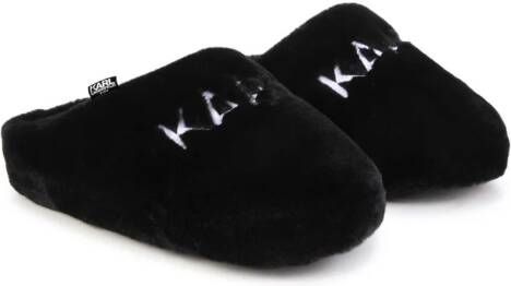 Karl Lagerfeld Kids Slippers met geborduurd logo Zwart