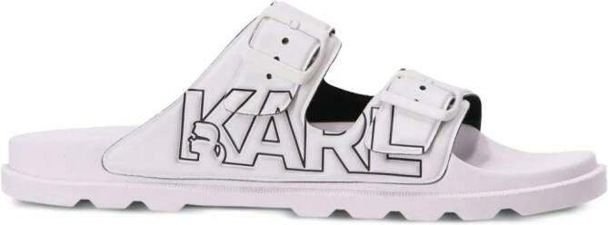 Karl Lagerfeld Kondo Tred slippers met 2 bandjes Wit