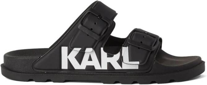 Karl Lagerfeld Kondo Tred slippers met dubbele bandjes Zwart