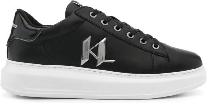 Karl Lagerfeld Leren sneakers met logopatch Zwart