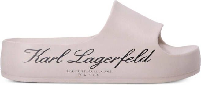 Karl Lagerfeld Slippers met logoprint Beige