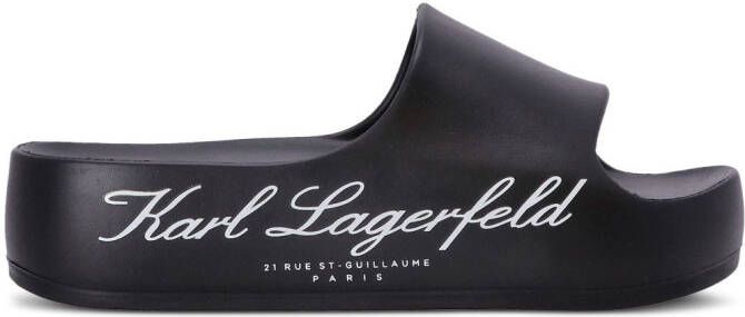 Karl Lagerfeld Slippers met logoprint Zwart