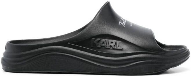 Karl Lagerfeld Slippers met logoprint Zwart