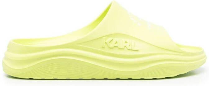 Karl Lagerfeld Slippers met logoprint Groen