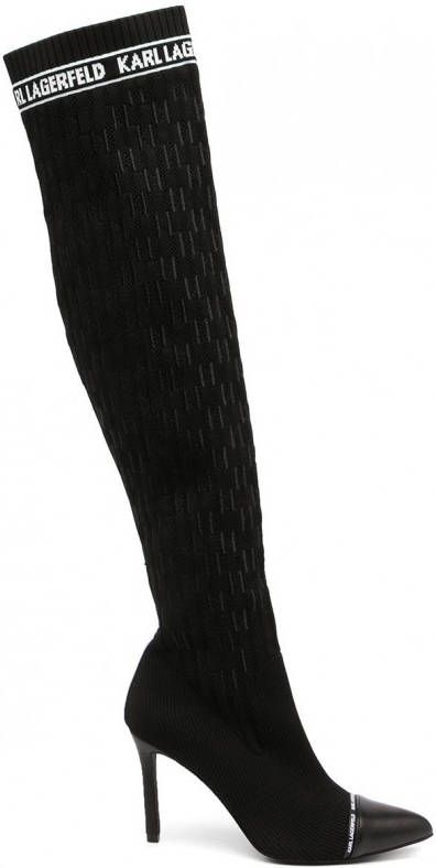 Karl Lagerfeld Pandora knielaarzen dames Polyesterleer leer Polyester 37 Zwart