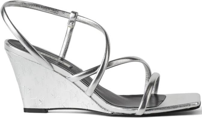 Karl Lagerfeld Rialto 80mm leren sandalen Zilver