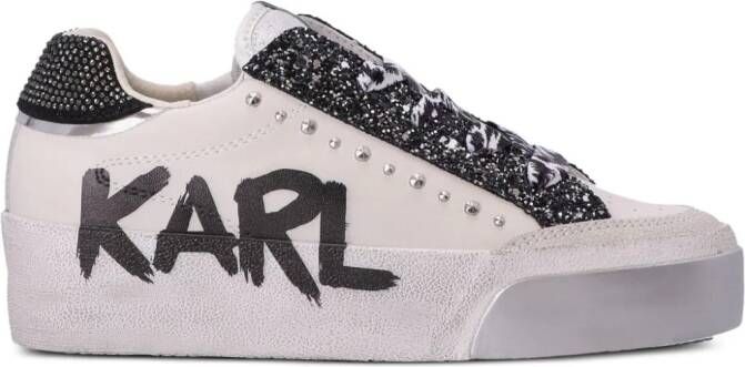 Karl Lagerfeld Skool Max Karl Graffiti leren sneakers Beige