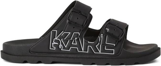 Karl Lagerfeld Kondo Tred slippers met dubbele bandjes Zwart