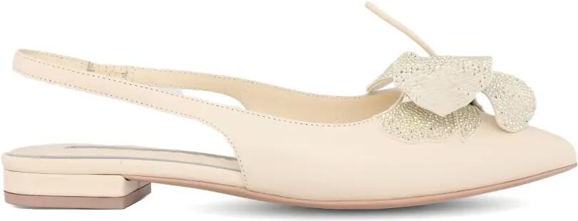 Kat Maconie Slingback ballerina's met bloemen-applicatie Wit