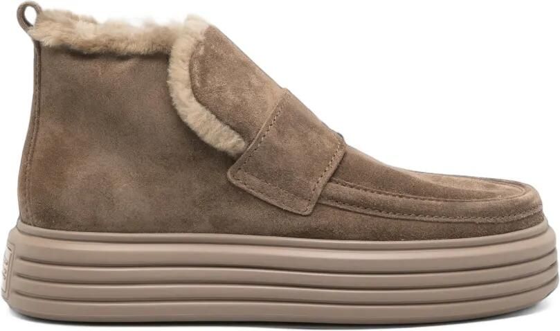 Kennel&Schmenger shearling-trim suede boots Bruin