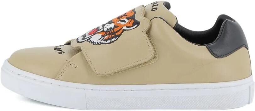 Kenzo Kids Tiger Head sneakers met borduurwerk Beige