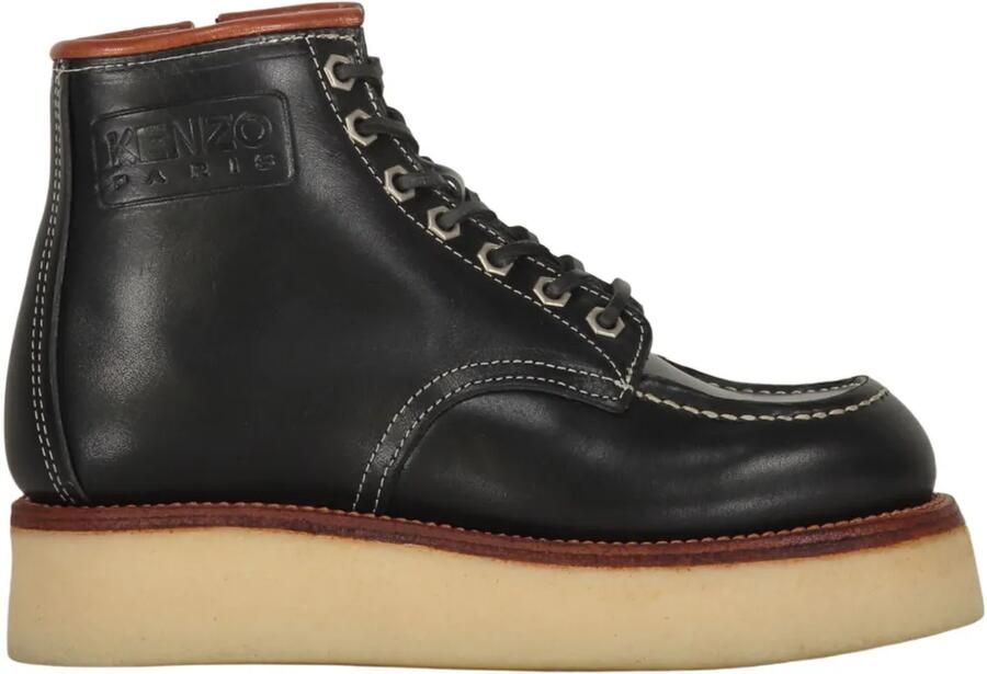 Kenzo Leren enkellaarzen Zwart