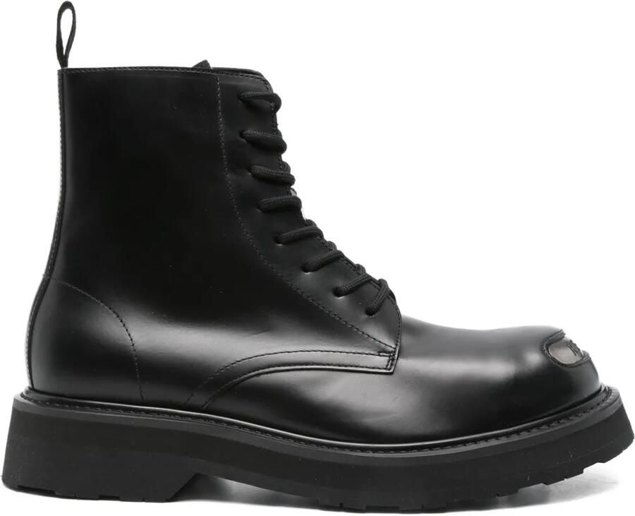 Kenzo Leren veterlaarzen Zwart