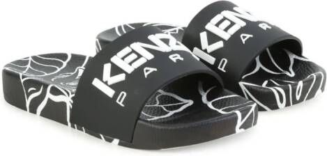 Kenzo Kids Slippers met logoprint Zwart