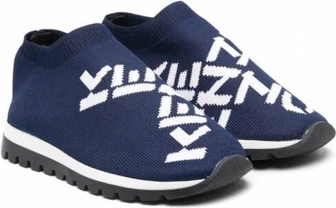 Kenzo Kids Soksneakers met logo jacquard Blauw