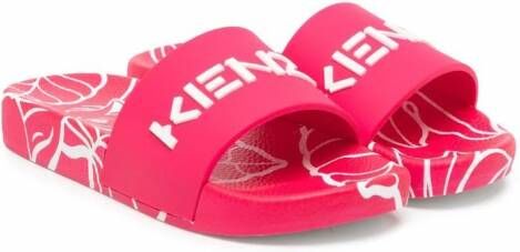 Kenzo Kids Badslippers met logoprint Roze