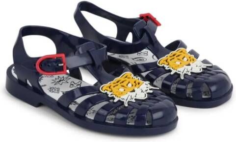 Kenzo Kids Sandalen met tijgerapplicatie Blauw