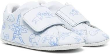 Kenzo Kids Leren sneakers met klittenband Blauw