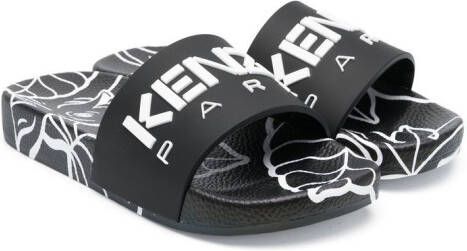 Kenzo Kids Slippers met all-over print Zwart