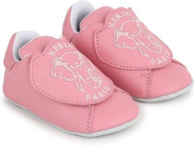 Kenzo Kids Slippers met klittenband en print Roze