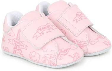 Kenzo Kids Slippers met klittenband en print Roze