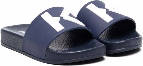 Kenzo Kids Slippers met logo Blauw