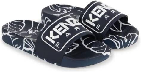 Kenzo Kids Slippers met logo-reliëf Blauw