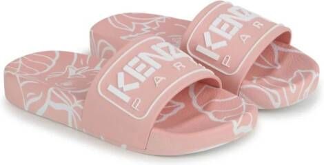 Kenzo Kids Slippers met logo-reliëf Roze